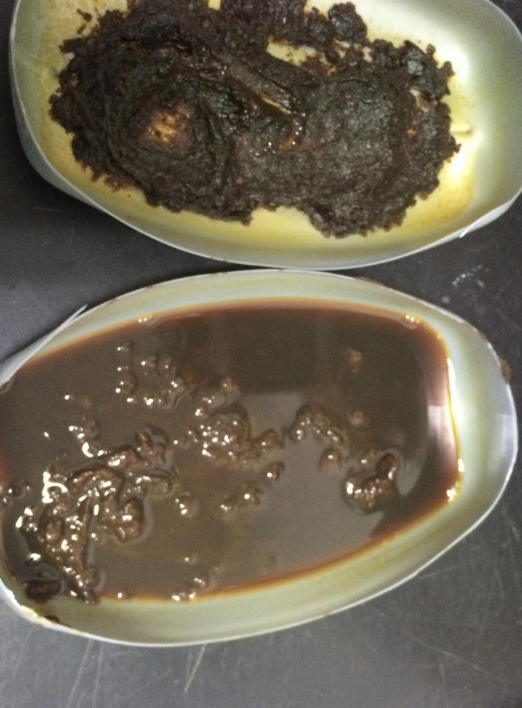 A typical paraffin/wax residue in solvent.